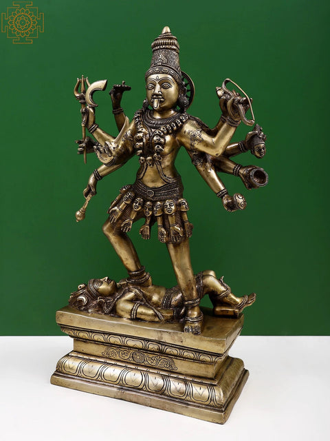 24" Ashtabhujadhari Kali in Her Iconic Posture In Brass