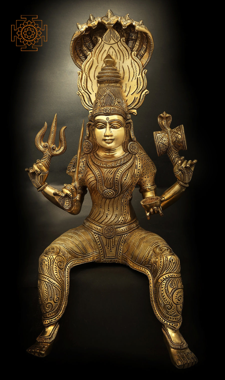 25" Goddess Mariamman Brass Statue for Hindu Pooja Home Decor