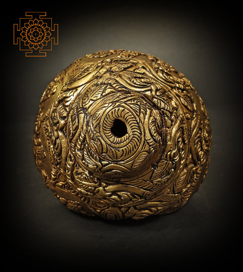 8" Brass Conch with Lord Ganesha Postures | Handmade | Made in India