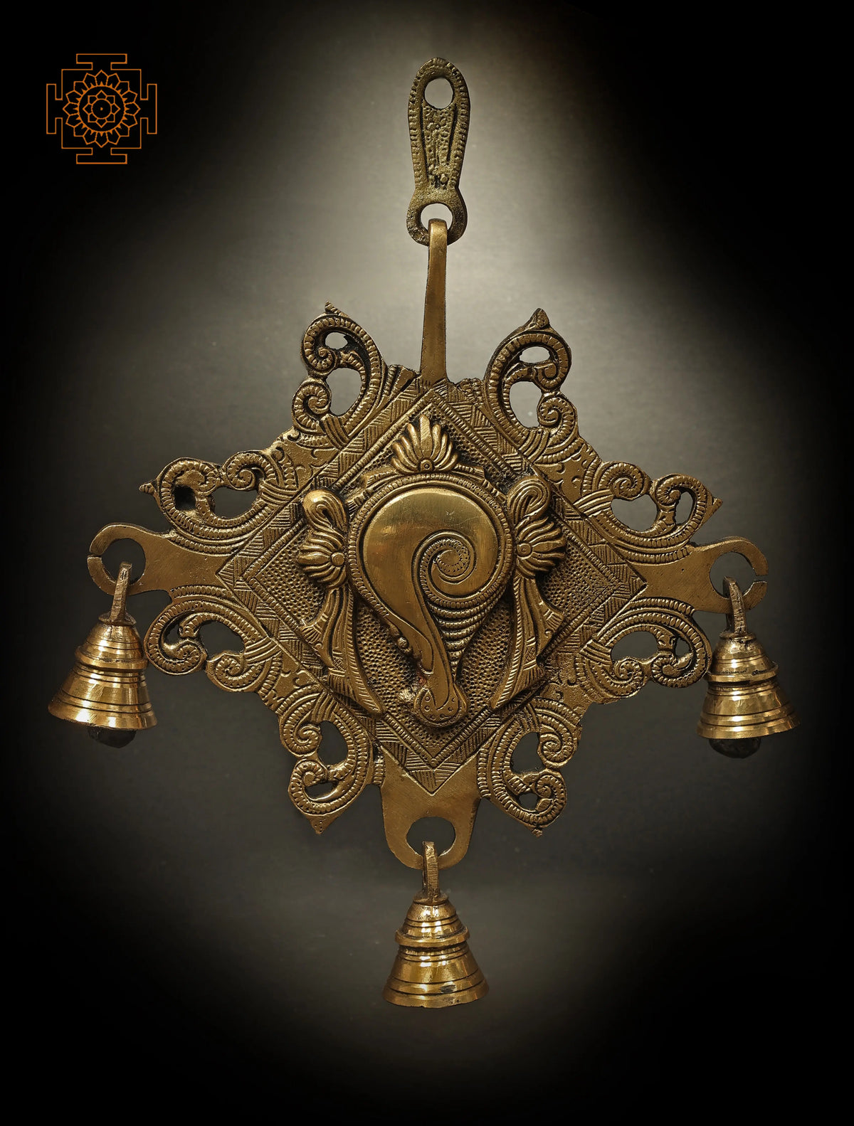 10" The Vaishnav Symbol (Conch) Wall Hanging in Brass | Handmade | Made in India