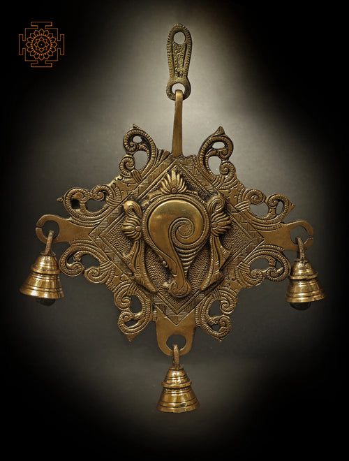 10" Brass Conch Symbol Wall Hanging for Home Decor