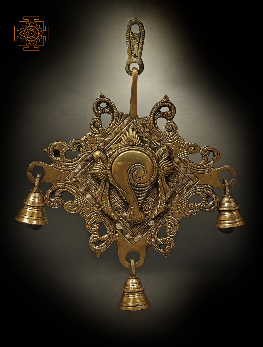 10" Brass Conch Symbol Wall Hanging for Home Decor
