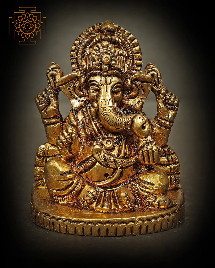 Small Ashirwad Ganesha Brass Statue Handmade