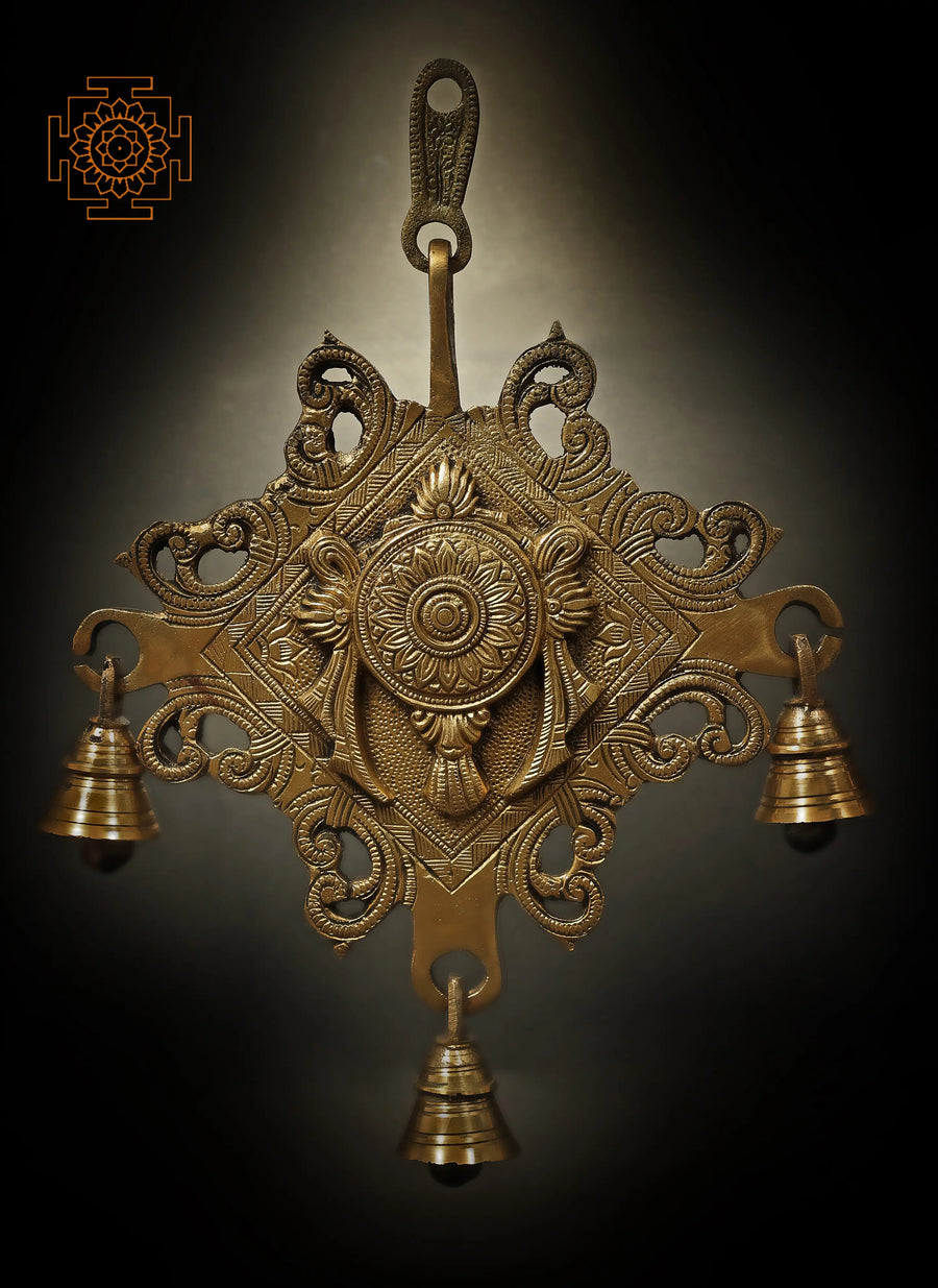 7" Brass Chakra Wall Hanging - Vaishnavite Symbol Handmade