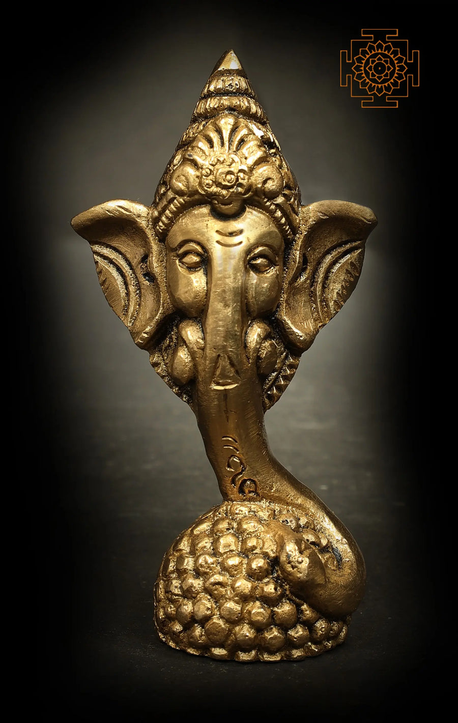 3" Small Ganesha Head on Modak Stand Brass Statue Handmade