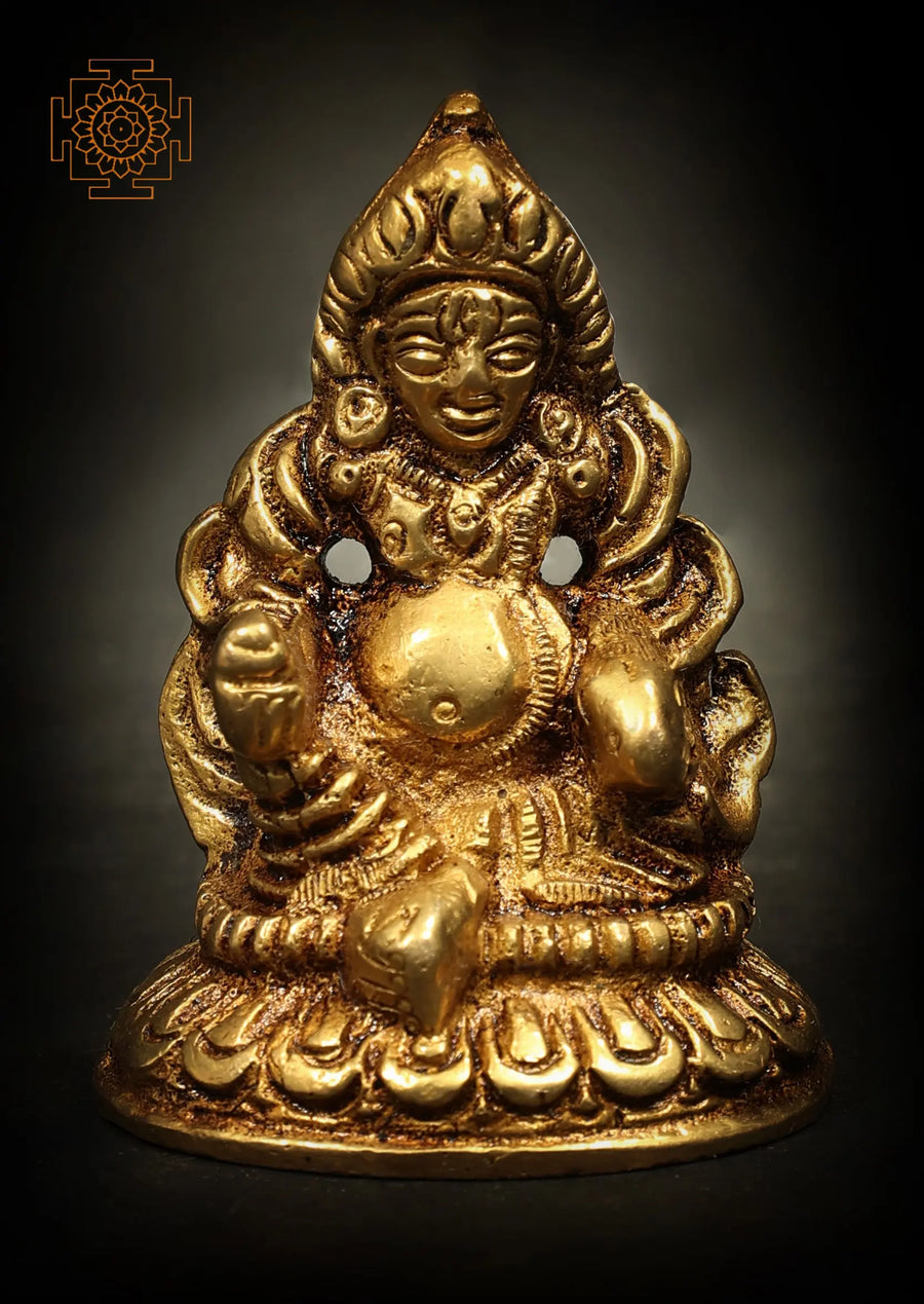 2" Kubera Brass Idol for Wealth and Prosperity Home Decor