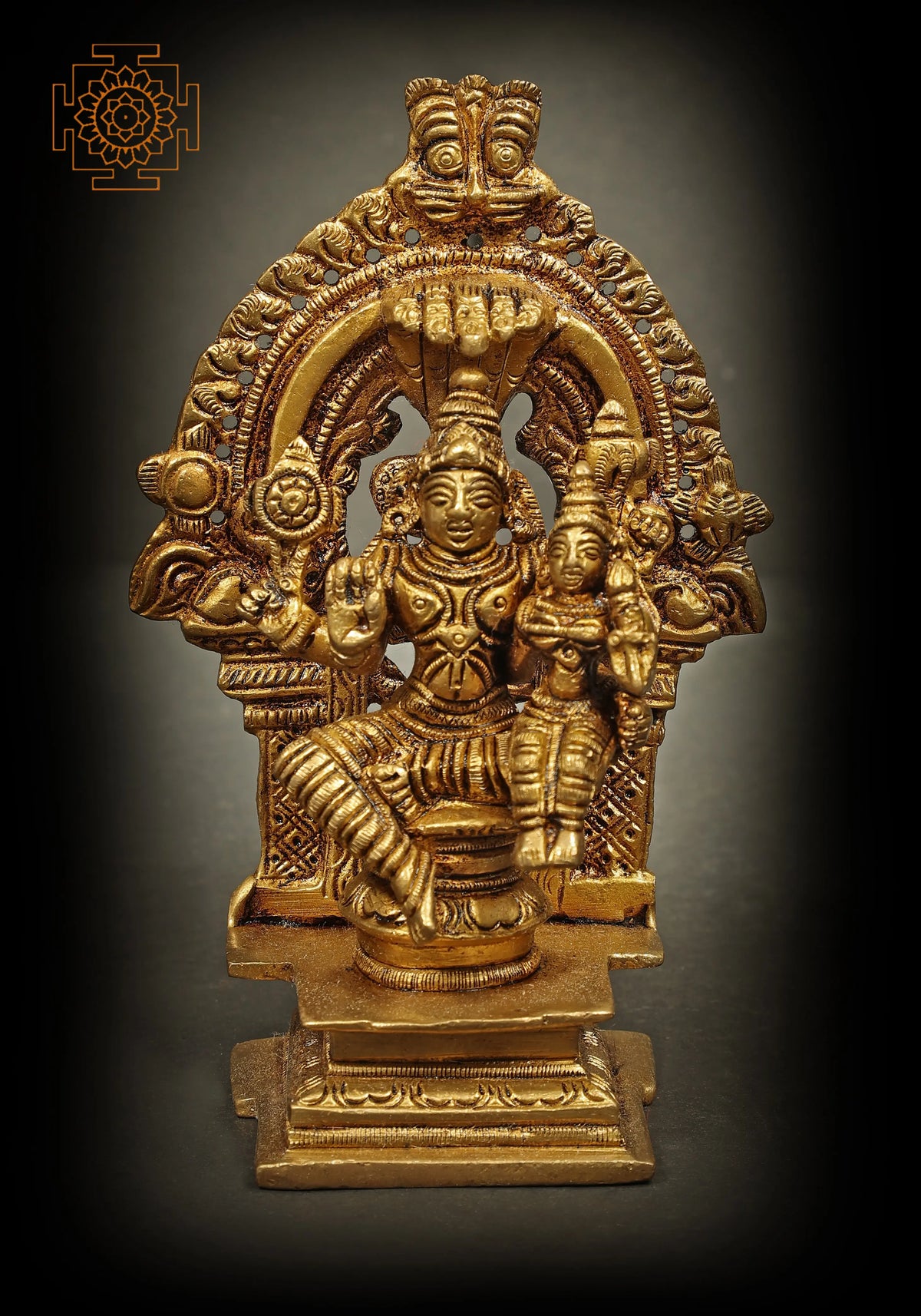 5" Lord Vishnu with Lakshmi - Small Size Brass Statue | Handmade | Made in India
