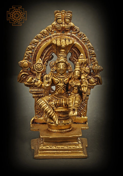 5" Lord Vishnu with Lakshmi Handmade Brass Statue