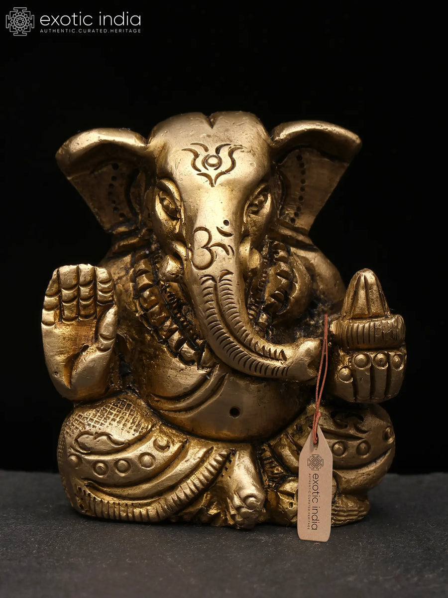 2" Small Lord Ganesha Handmade Brass Idol for Pooja