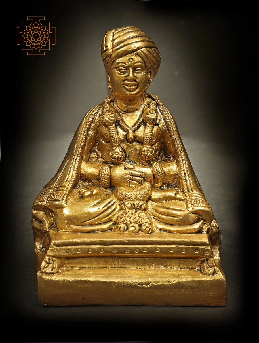 3" Saint Tukaram Brass Statue Handmade Meditation Idol