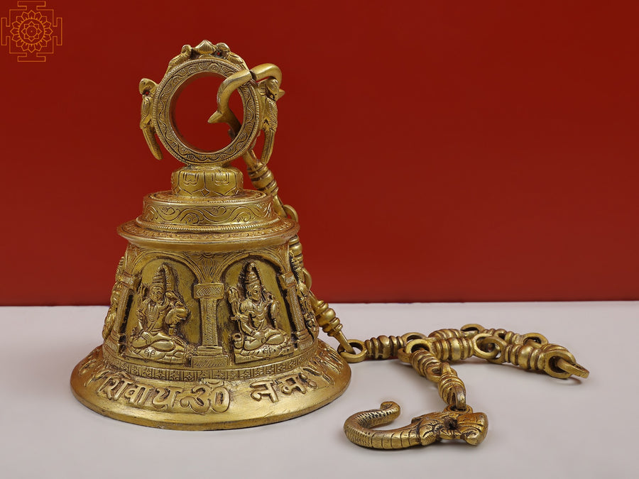 8" Lord Shiva Brass Temple Bell for Pooja