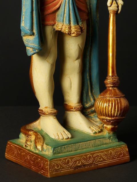 14" Brass Standing Panchamukhi Hanuman Idol with Ten Arms | Handmade | Made in India