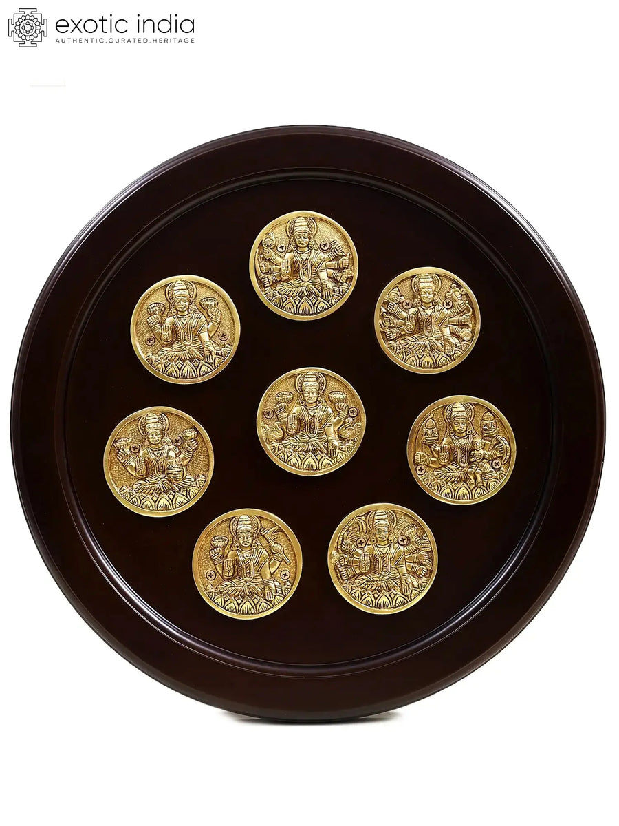 Ashtalakshmi Brass Wall Hanging with Circular Frame