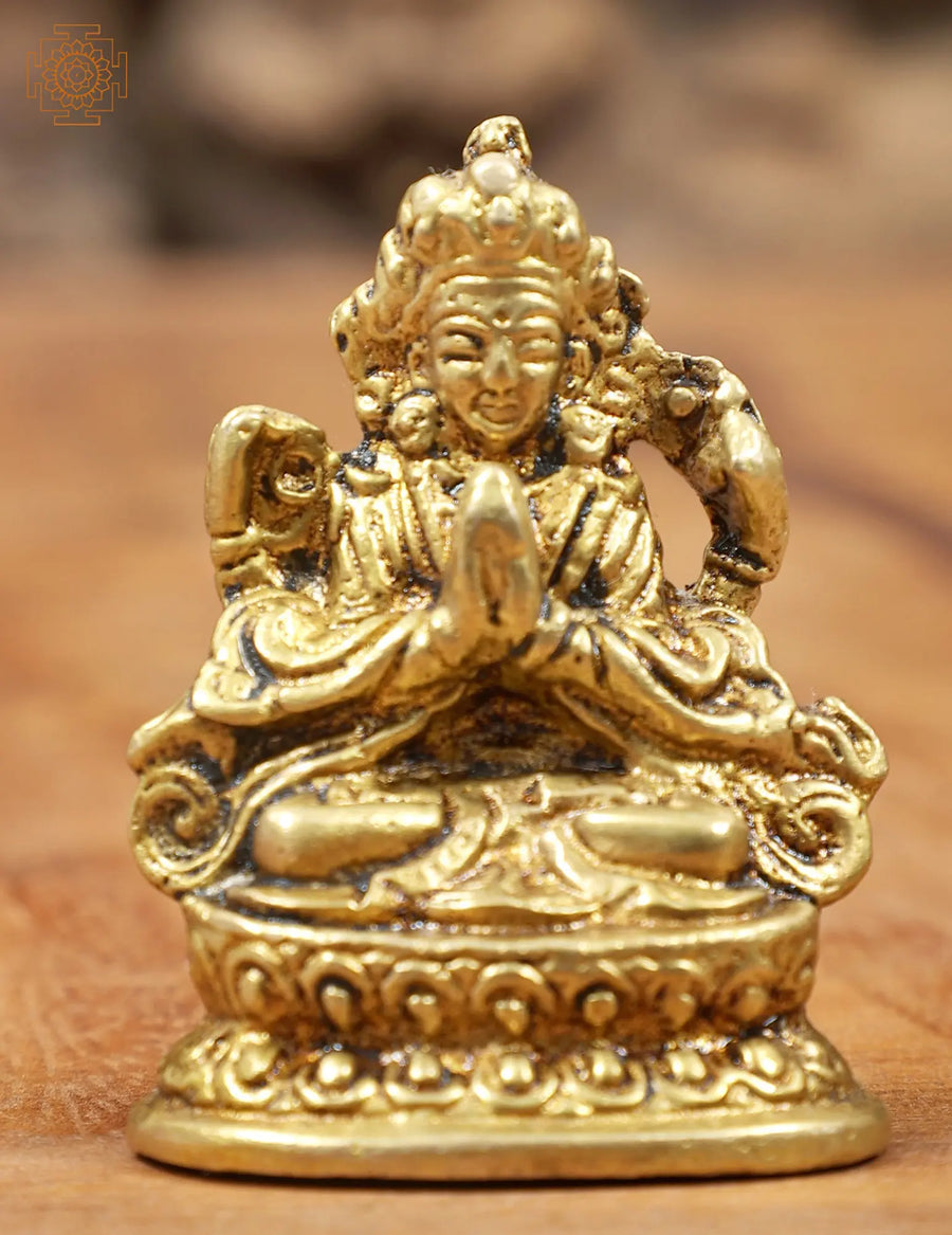 1" Handmade Chenrezig Tibetan Buddhist Brass Statue