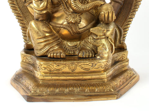 12" Royal Grandeur of King Ganesha in Brass | Indian Handcrafted Idol