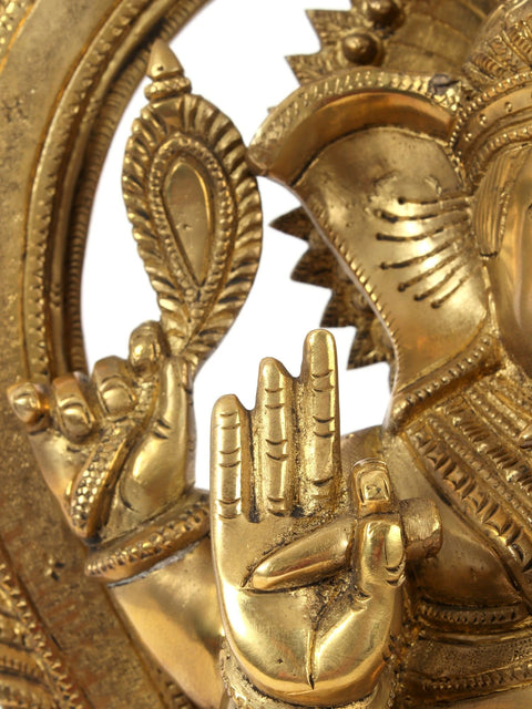 12" Royal Grandeur of King Ganesha in Brass | Indian Handcrafted Idol