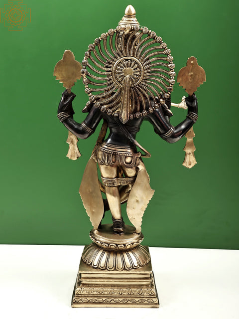 24" Brass Fluting Krishna Statue in His Glorious Avatar | Indian Handcrafted Idol