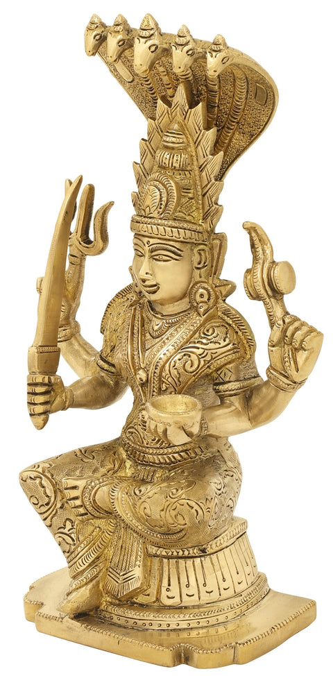 10" Goddess Mariamman (Durga of South India) | Indian Handcrafted Brass Statue