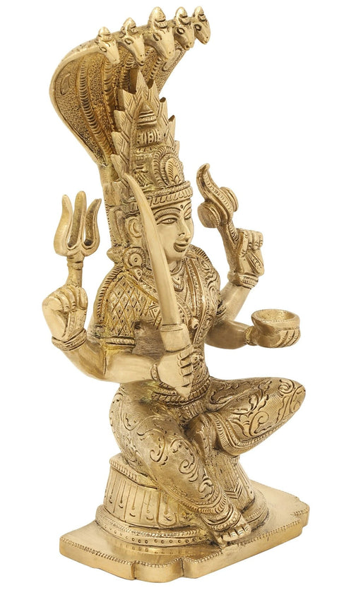 10" Goddess Mariamman (Durga of South India) | Indian Handcrafted Brass Statue