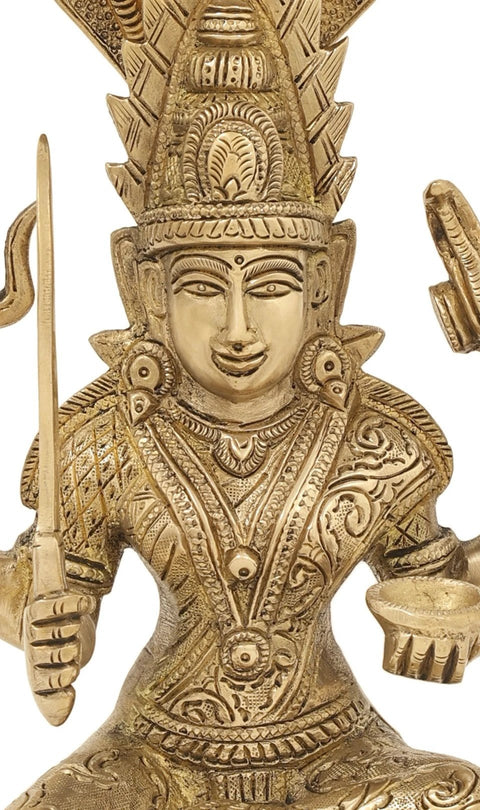 10" Goddess Mariamman (Durga of South India) | Indian Handcrafted Brass Statue