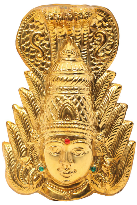 12" Goddess Mariamman Wall Hanging Mask (Durga of South India) In Brass | Handmade | Made In India