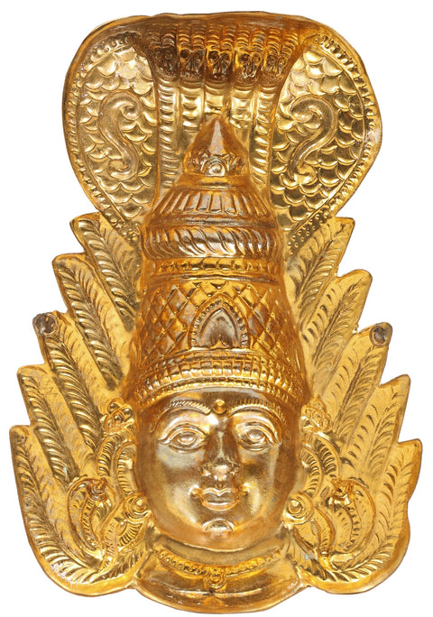 12" Goddess Mariamman Wall Hanging Mask (Durga of South India) In Brass | Handmade | Made In India