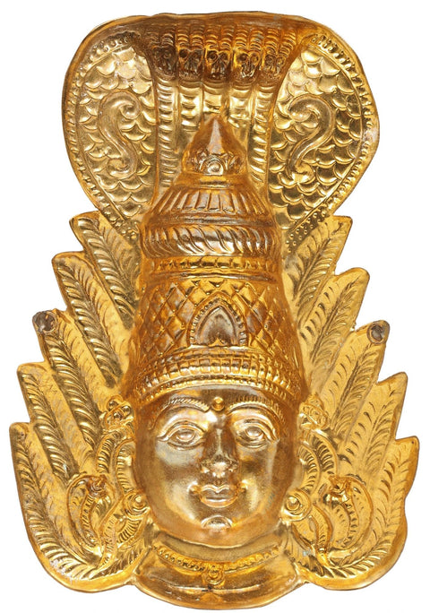 12" Goddess Mariamman Wall Hanging Mask (Durga of South India) In Brass | Handmade | Made In India