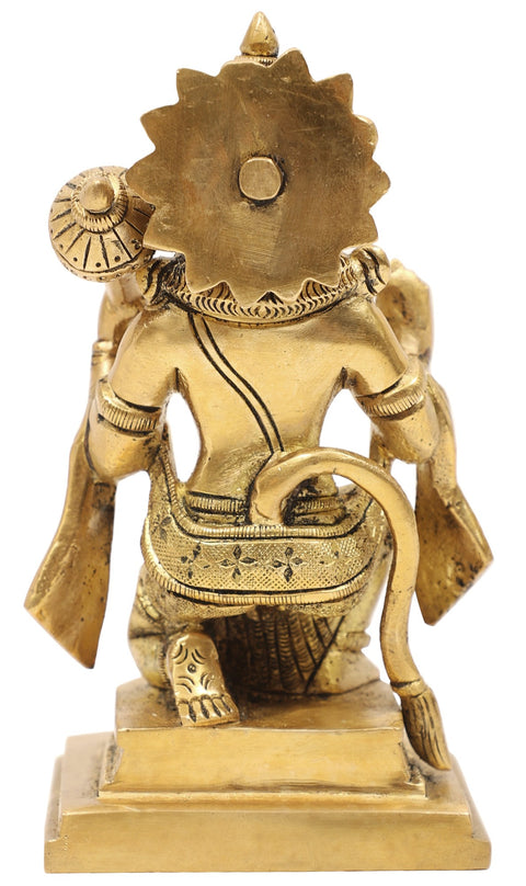 5" Seated Hanuman in Ashirwad Mudra In Brass | Handmade | Made In India