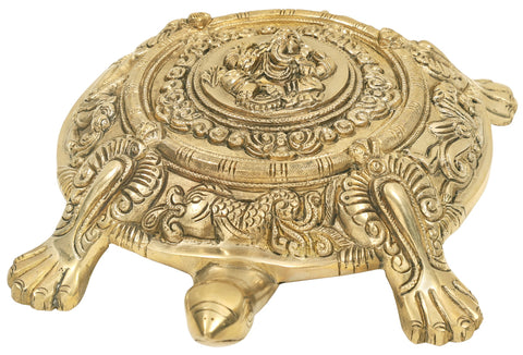 Fine Vastu Tortoise with Ganesha on Top and Yantra Underneath