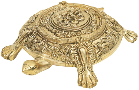 Fine Vastu Tortoise with Ganesha on Top and Yantra Underneath
