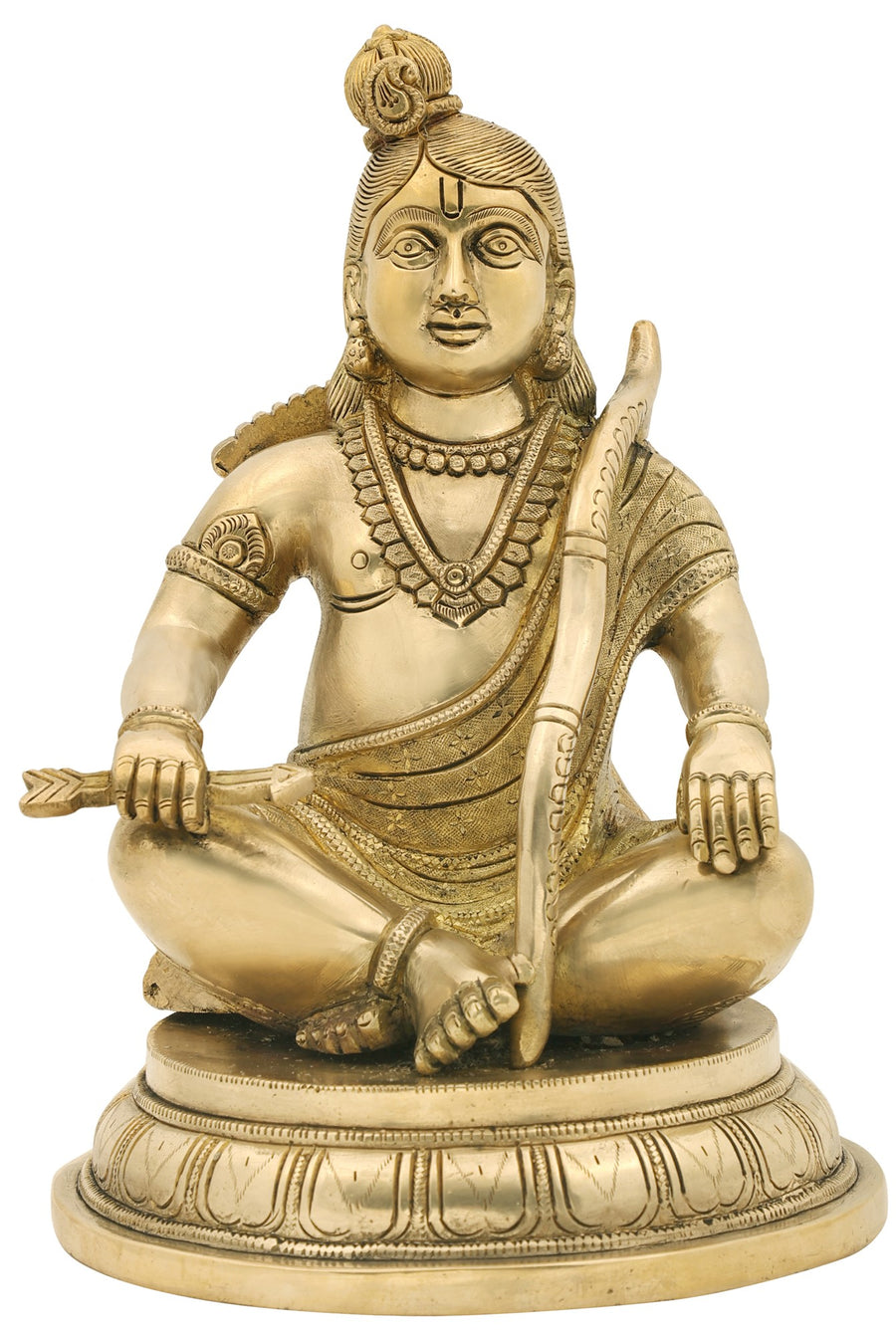 11" Vanvasi Lord Rama Brass Statue - Handmade Idol