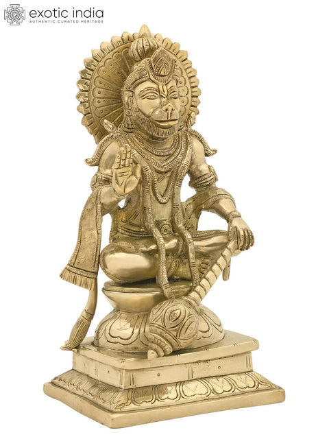 10" Lord Hanuman Blessing in a Yogic Posture | Handmade Brass Sculptures