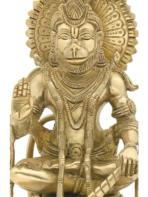 10" Lord Hanuman Blessing in a Yogic Posture | Handmade Brass Sculptures