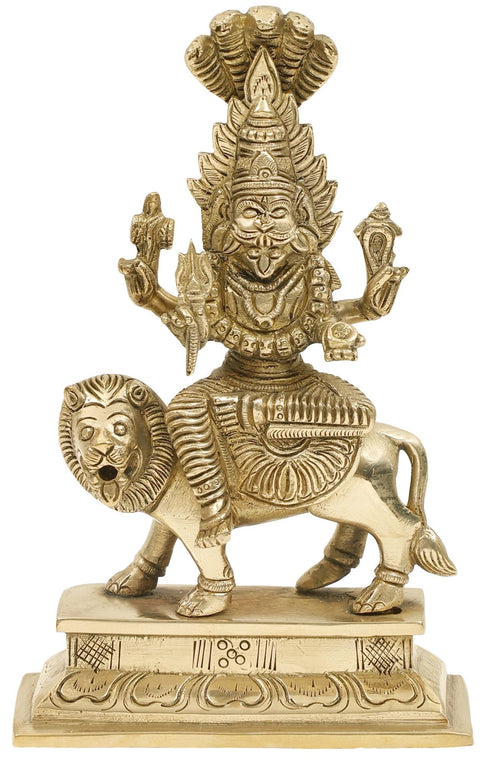 7" Fierce Goddess Pratyangira (Atharvana Bhadrakali) Brass Statue | Incarnation of Chandni/Durga
