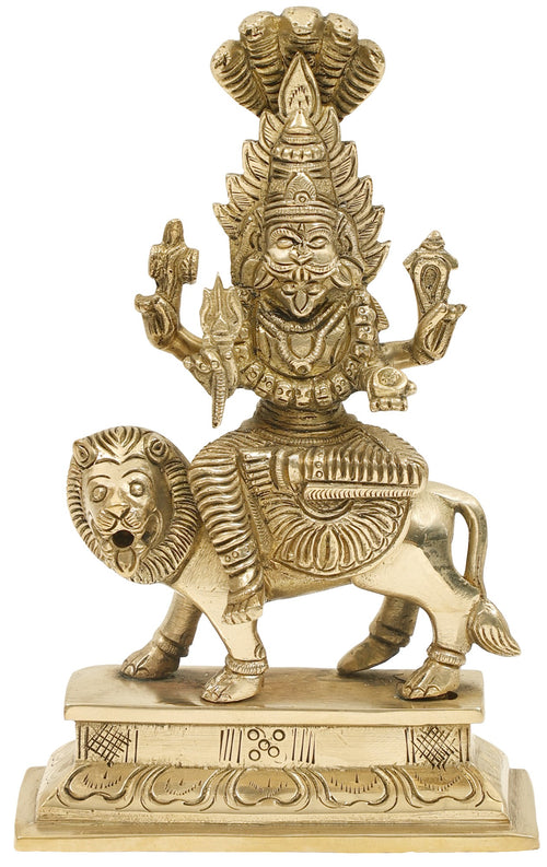 7" Fierce Goddess Pratyangira Brass Statue for Pooja