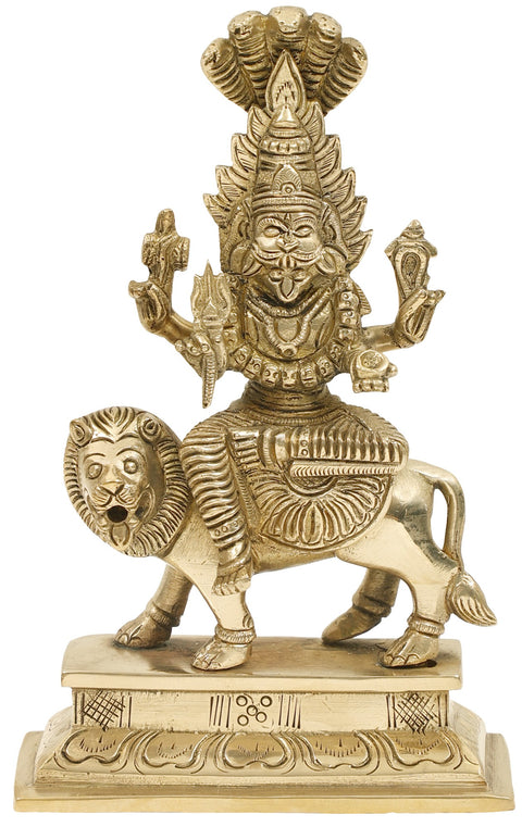 7" Fierce Goddess Pratyangira (Atharvana Bhadrakali) Brass Statue | Incarnation of Chandni/Durga