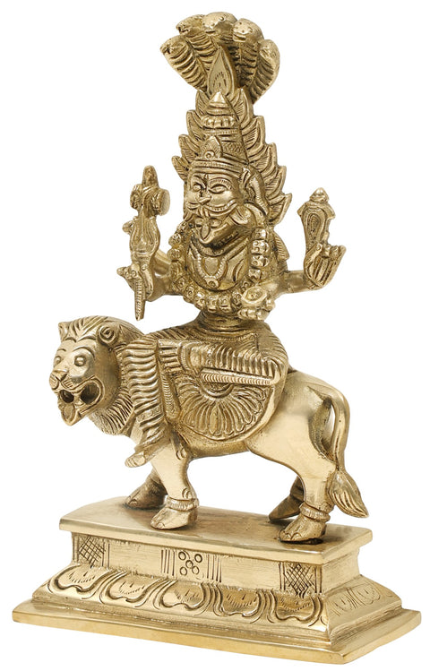 7" Fierce Goddess Pratyangira (Atharvana Bhadrakali) Brass Statue | Incarnation of Chandni/Durga