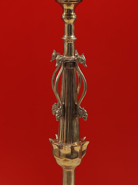 37" Superfine Ritual Multi Wick Peacock Brass Lamp withheld on an Elephant Back