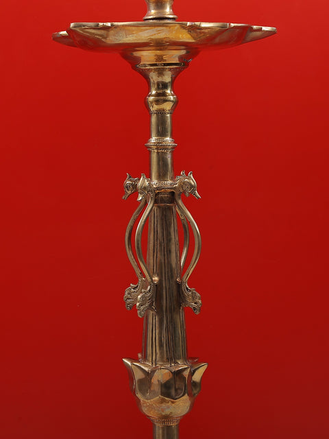 37" Superfine Ritual Multi Wick Peacock Brass Lamp withheld on an Elephant Back