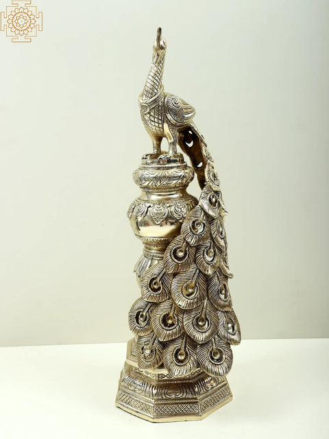 20" Decorative Brass Peacock Showpiece