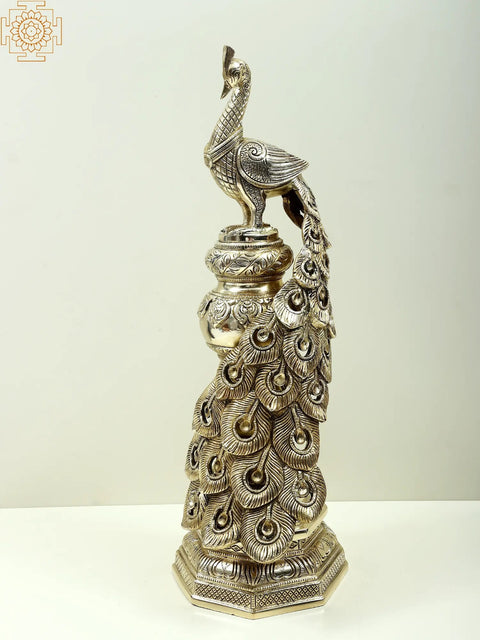 20" Decorative Brass Peacock Showpiece