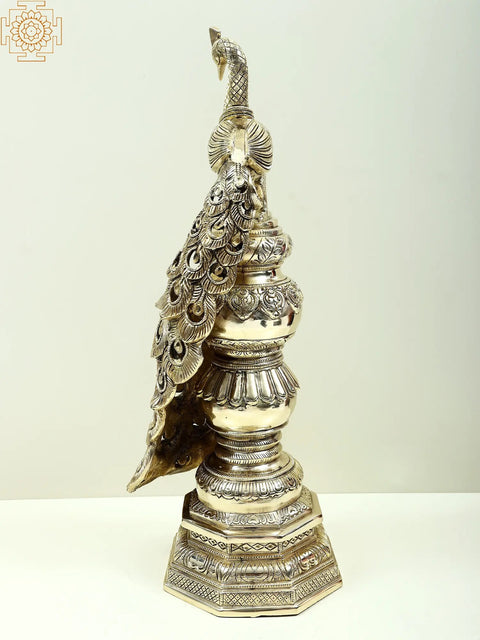 20" Decorative Brass Peacock Showpiece