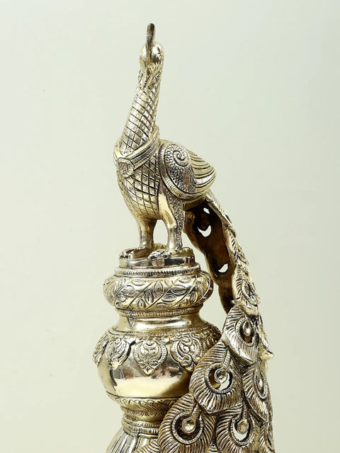 20" Decorative Brass Peacock Showpiece