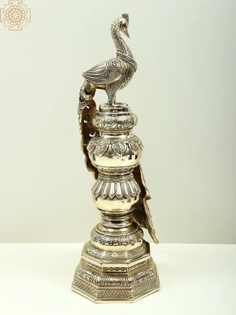 20" Decorative Brass Peacock Showpiece