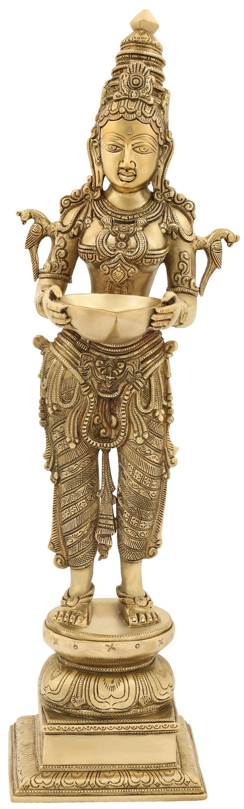 24" Handmade Lakshmi Brass Statue for Pooja and Home Decor
