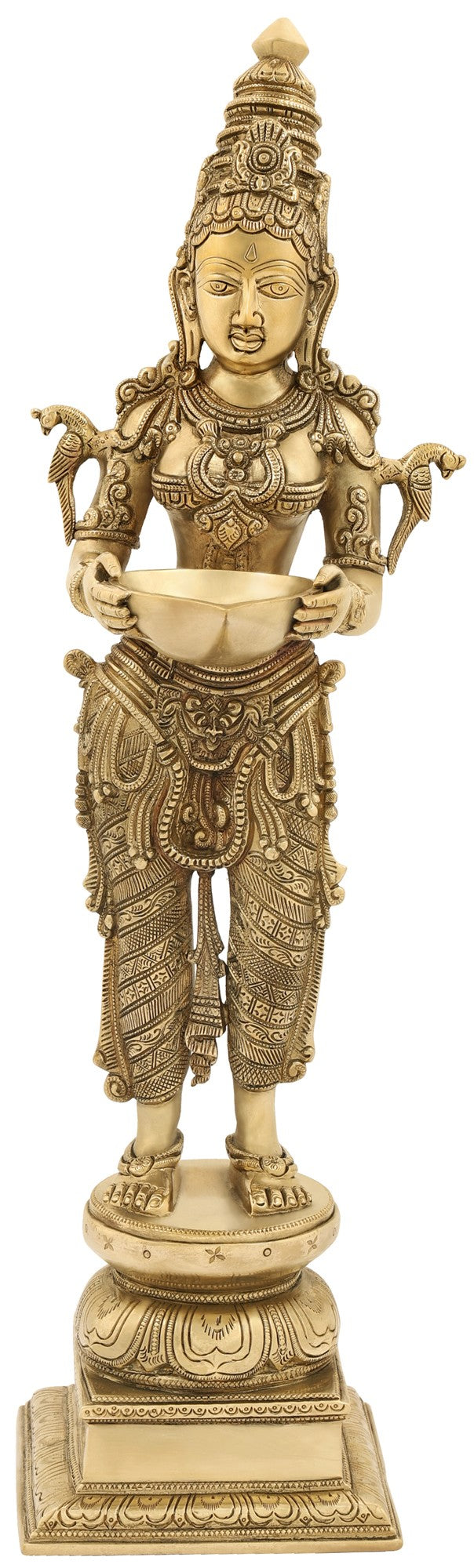 24" Handmade Lakshmi Brass Statue for Pooja and Home Decor