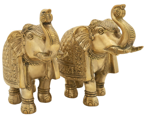 Royal Elephant Pair | Brass Elephant Statues