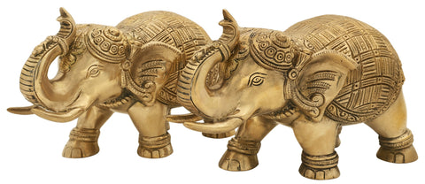 Majestic Elephant Pair | Brass Elephant Statues