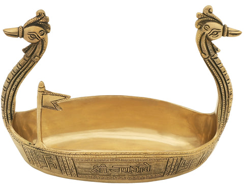 Peacock Boat having Shri Jai Ambe written with Sacred Flag | Designed Peacock Statues