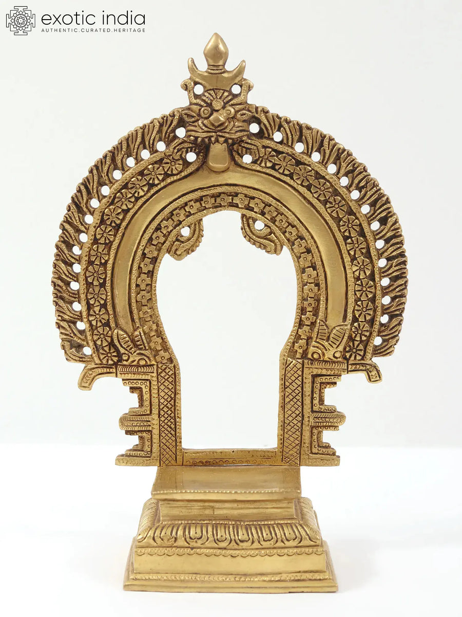 Fine Brass Deity Throne with Kirtimukha Prabhavali Sculpture